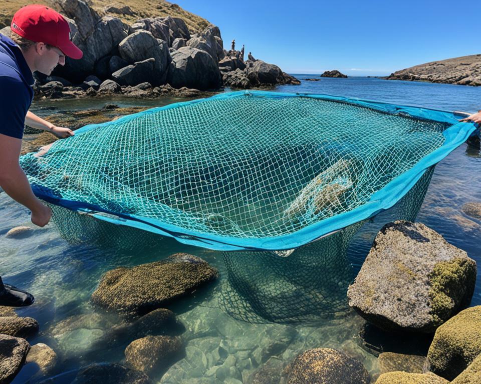 Setting up fish trap